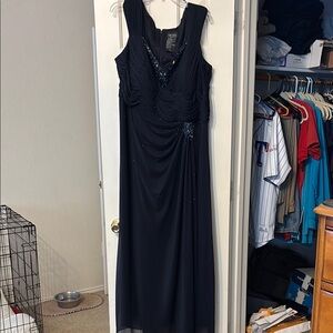 Xscape Blue Ruched Embellished Maxi Dress